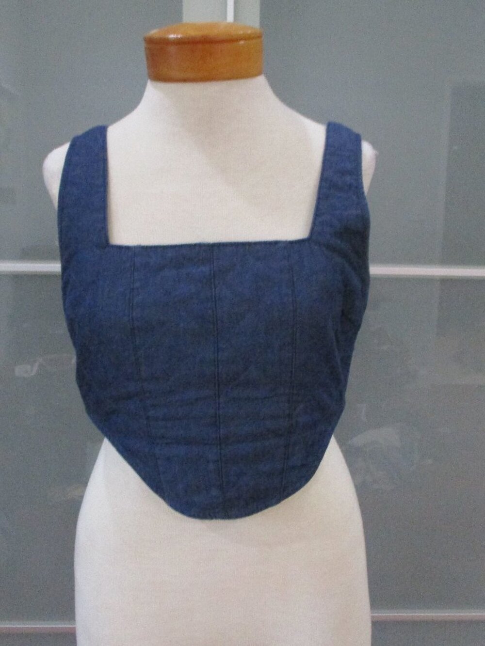 Lioness Cropped Quilted Chambray Tank Top